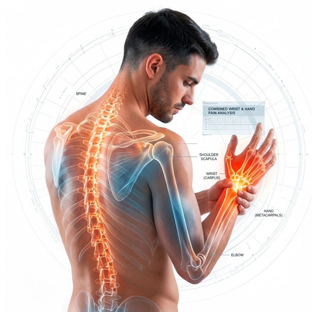 Wrist and hand medical assessment illustration